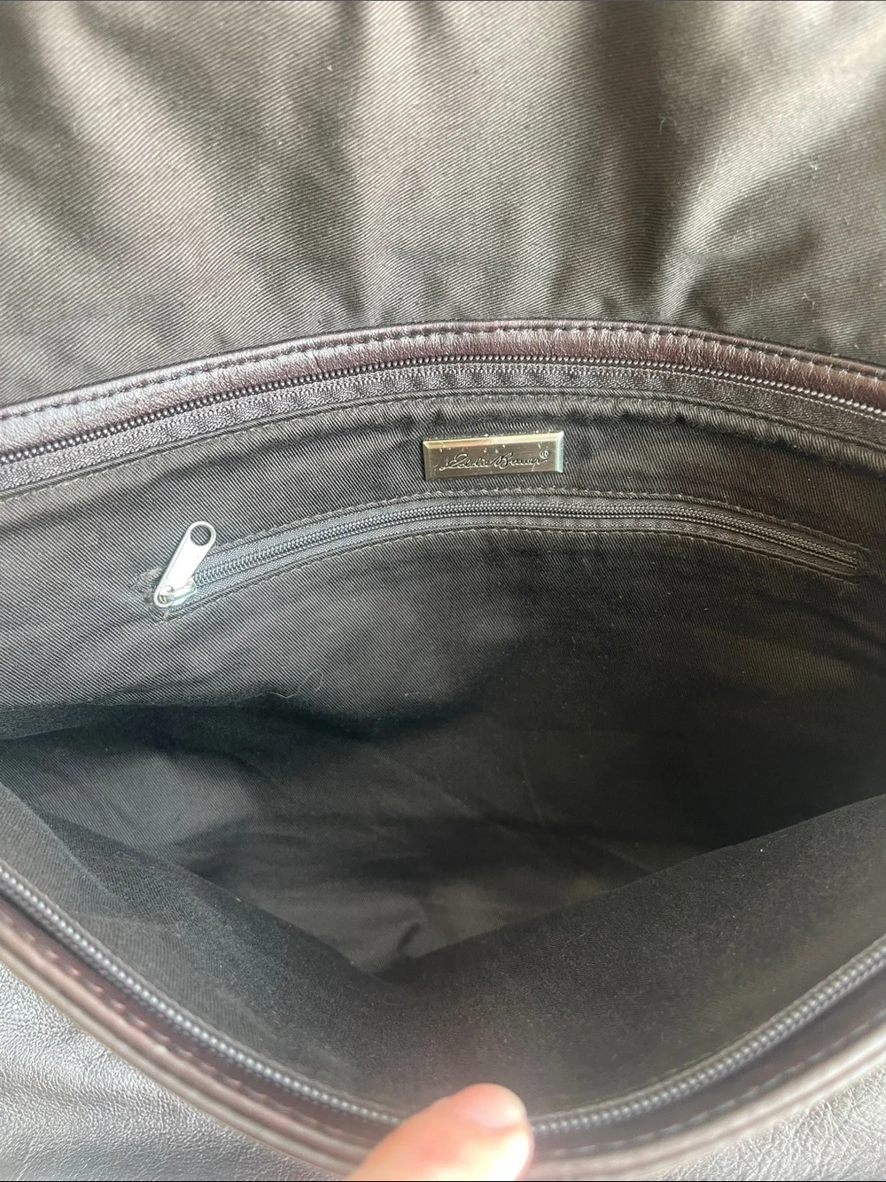 Eddie Bauer Dark Brown Leather Messenger Bag